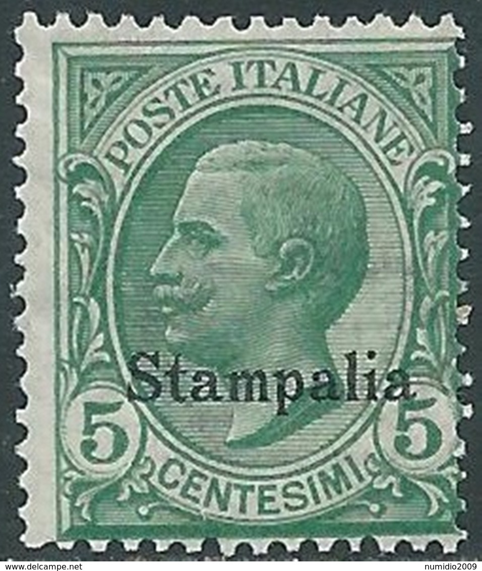 1912 EGEO STAMPALIA EFFIGIE 5 CENT MNH ** - RB16-5 - Egée (Stampalia)