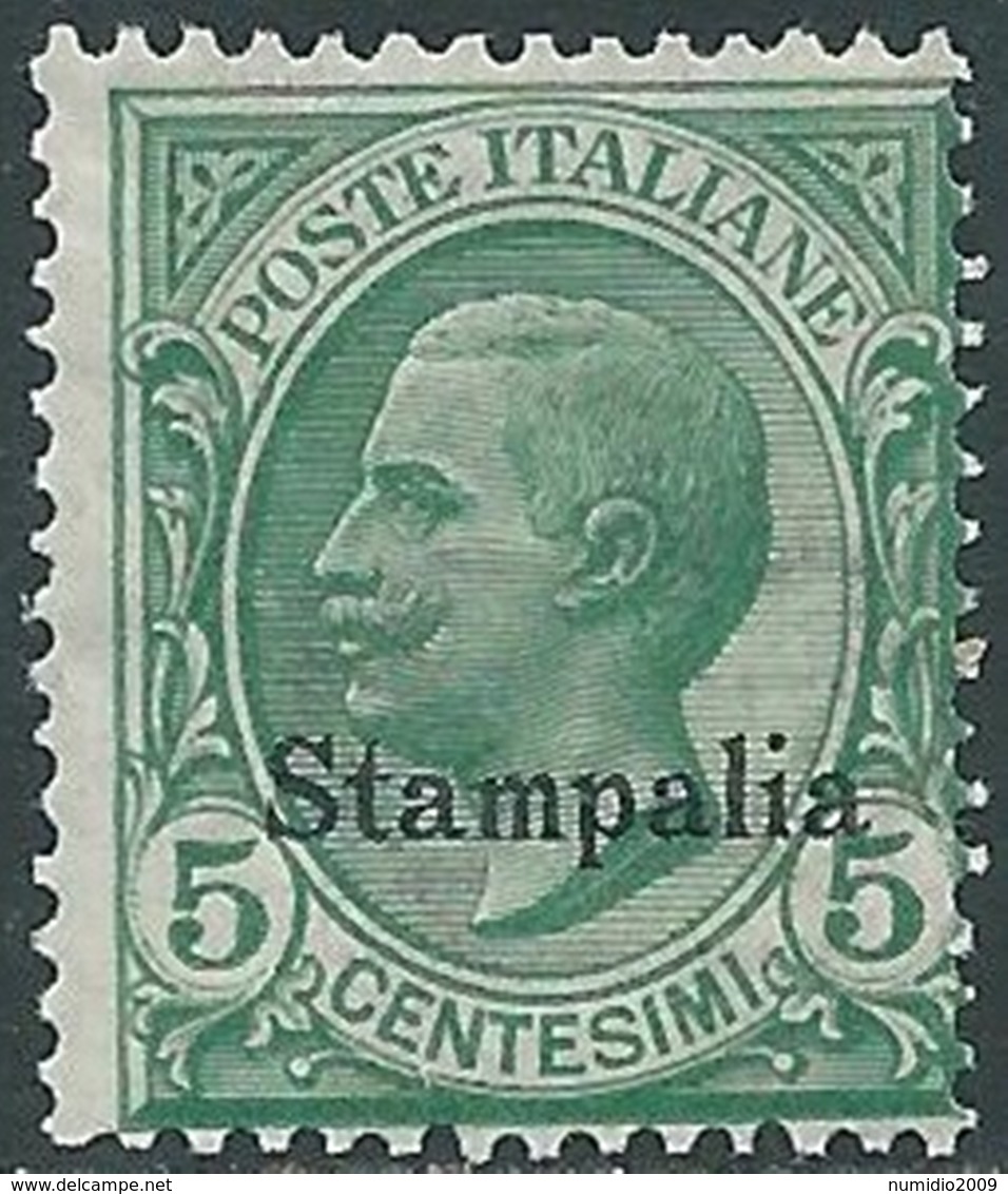 1912 EGEO STAMPALIA EFFIGIE 5 CENT MNH ** - RB16-5 - Aegean (Stampalia)