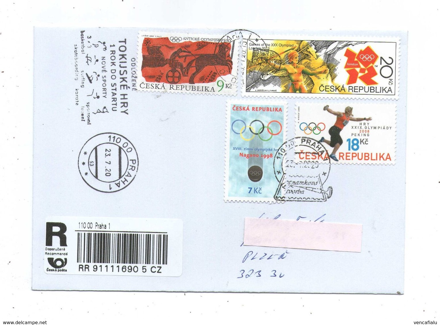 Czech Republic 2020 - Moving The Deadline By One Year, Special Postmark, Postage Registered Used, Nice Stamps - Eté 2020 : Tokyo