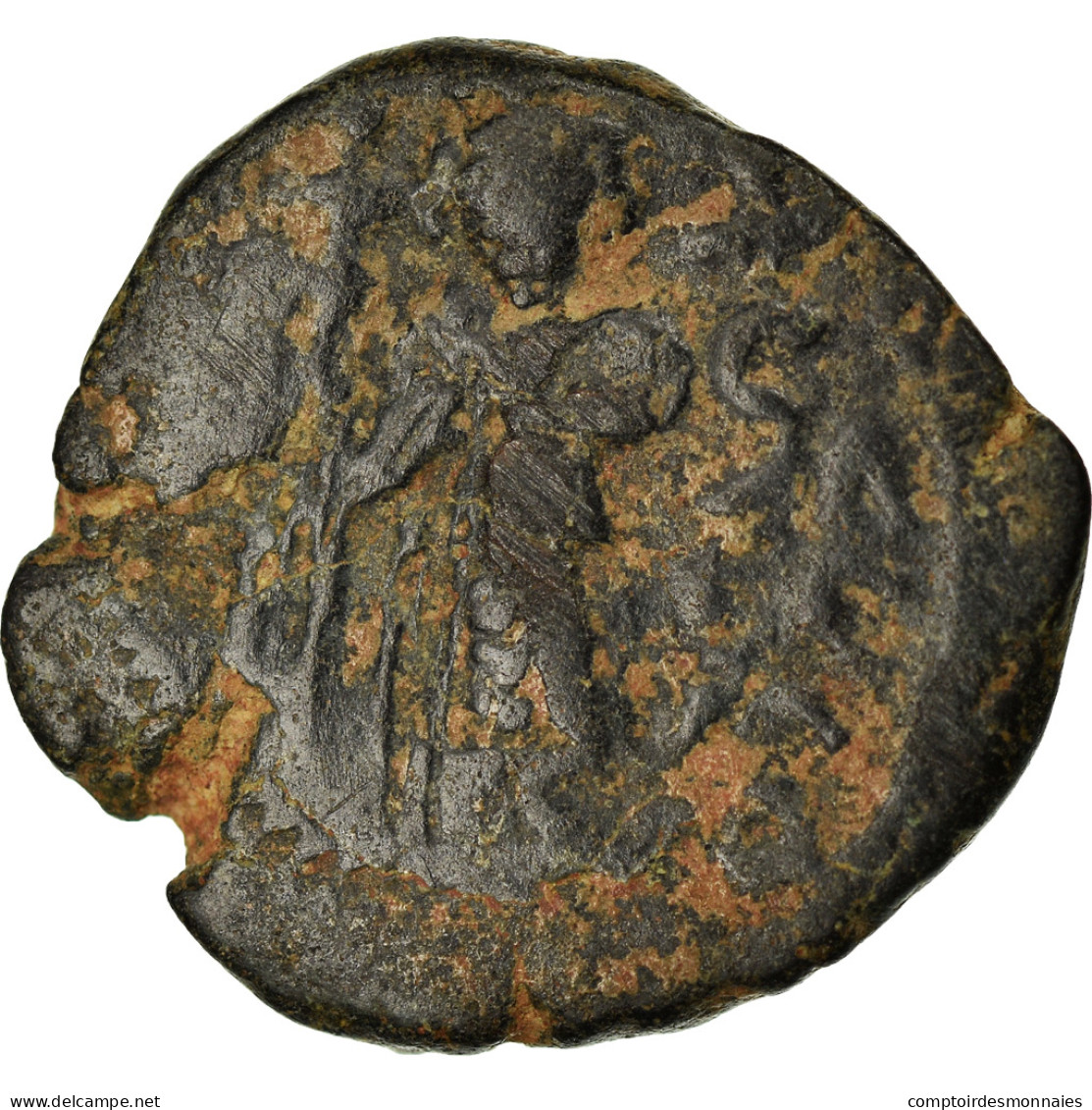 Monnaie, Arabo-Byzantines, Fals, 680s-690s, Dimashq, TB+, Bronze - Islamic