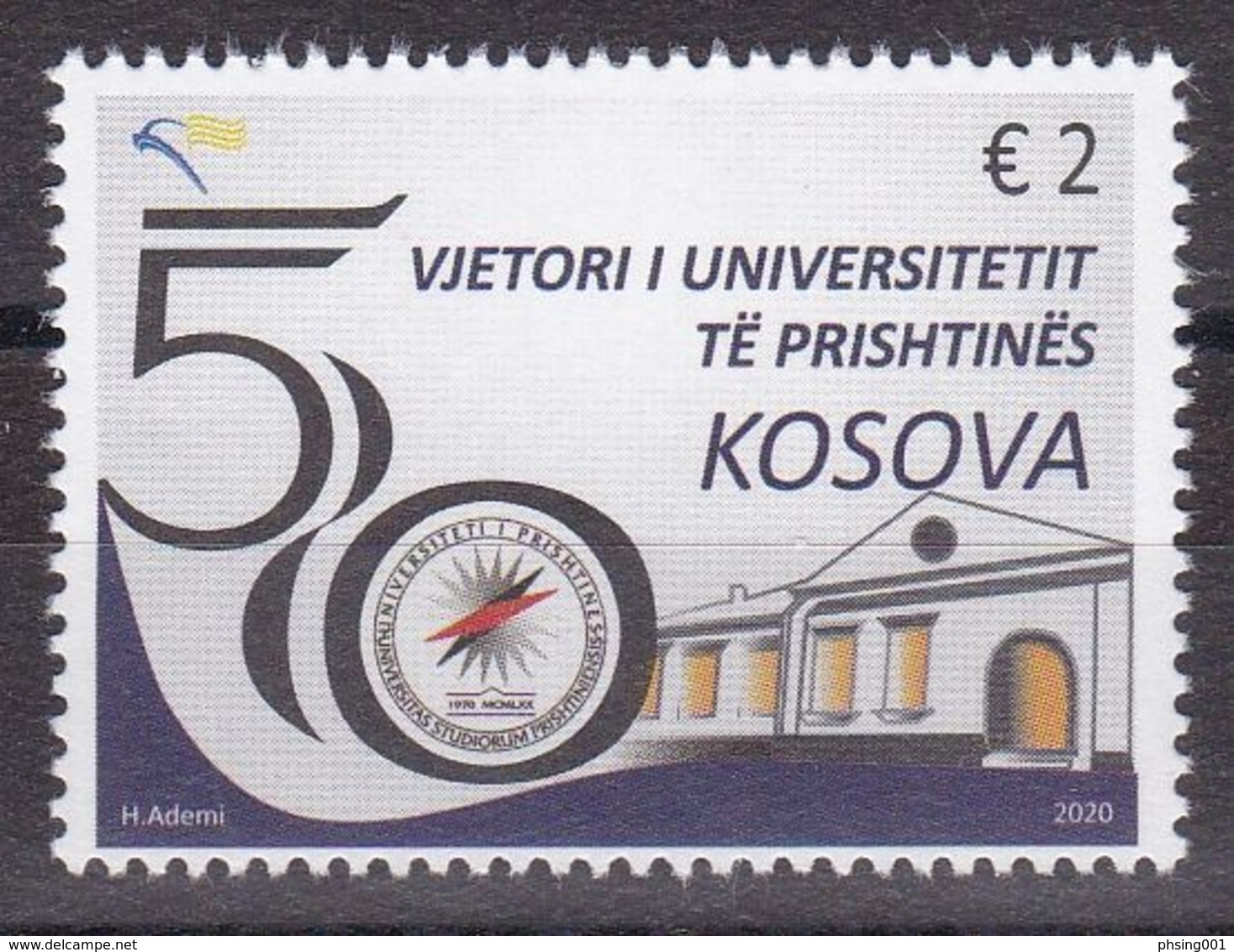 Kosovo 2020 50th Anniversary Of The University Of Prishtina Buildings Architecture Stamp MNH - Kosovo