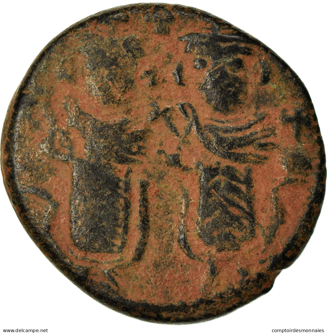 Monnaie, Arabo-Byzantines, Fals, 670s-680s, Ba'albakk, TTB, Bronze - Islamic