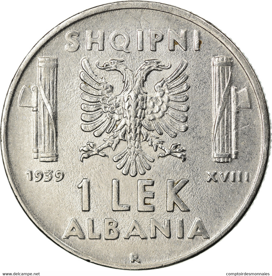 Monnaie, Albania, Vittorio Emanuele III, Lek, 1939, Rome, SUP+, Stainless Steel - Albanië