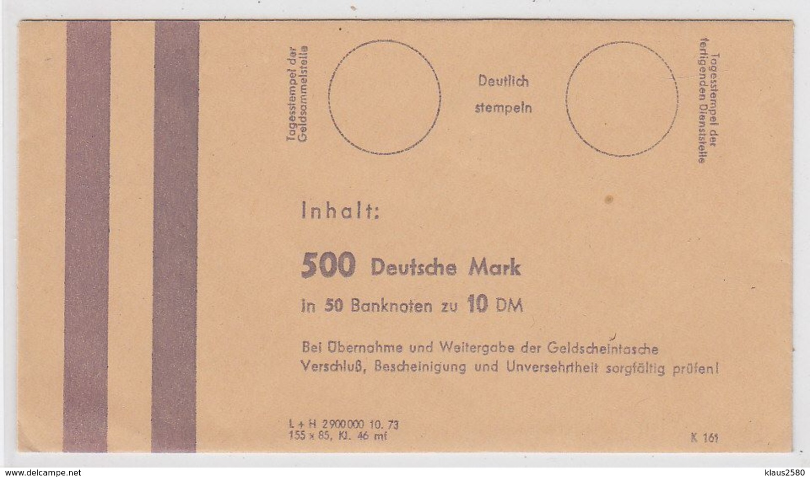 Bundesrepublik Original Geldscheintasche Für 10DM Scheine - 10 DM