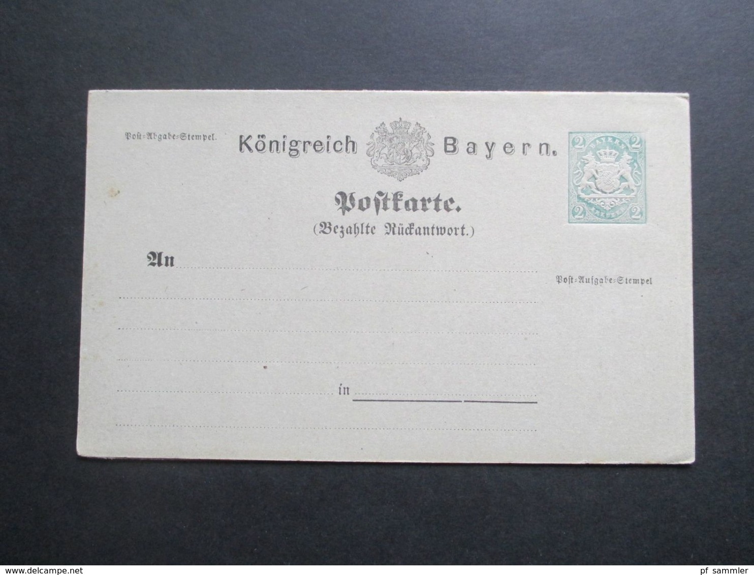 AD Bayern 1874 Ganzsache Doppelkarte P5 Ungebraucht Leichter Farbausfall Bei Der Marke Rechts Oben! - Postwaardestukken