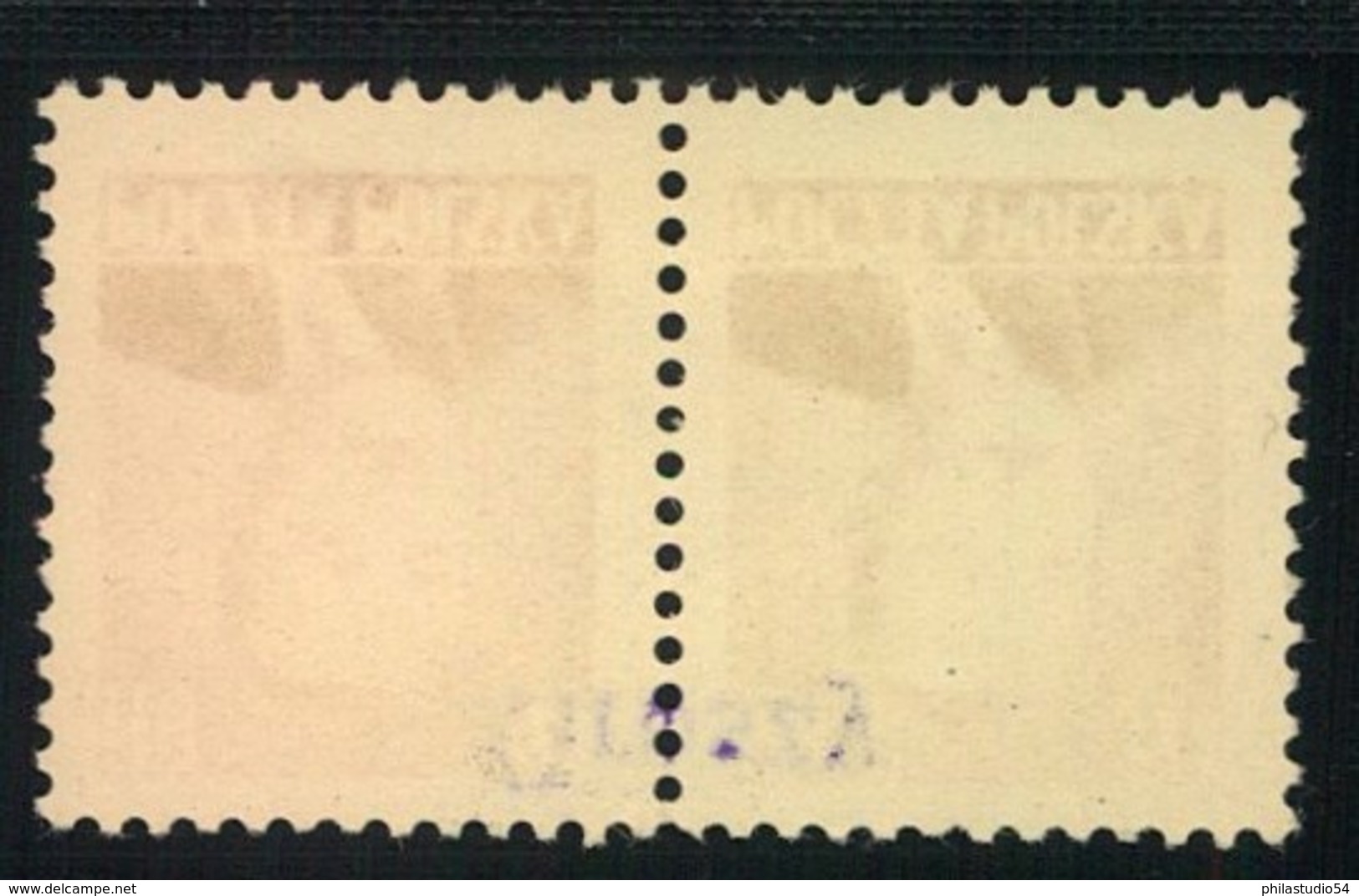 1950, 10 Zl. Bierut, Horizontal Pair Handstamped "Groszy" Over Both Stamps - Other & Unclassified