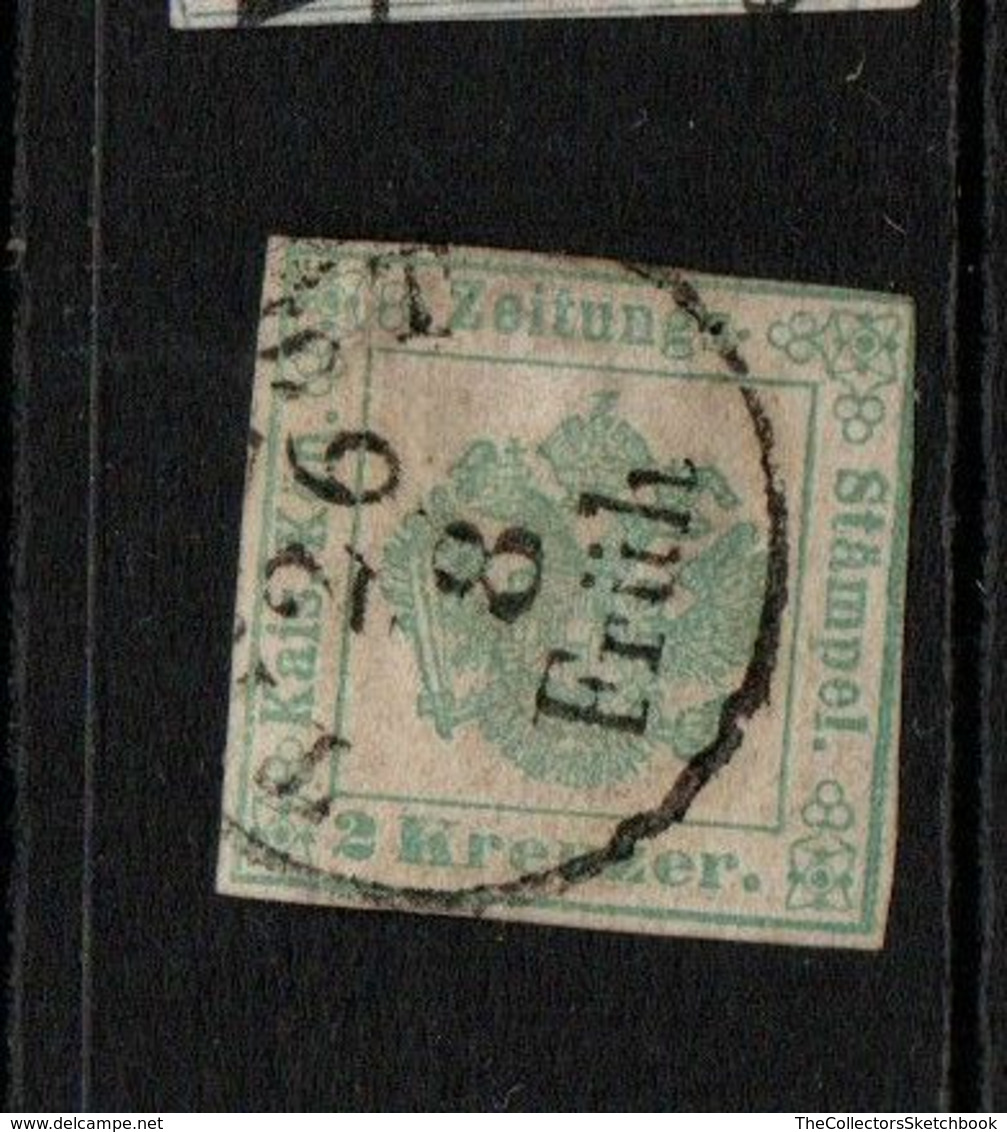Austria Journal Stamp 1853 2k Green ; A Scarce Stamp - Usati