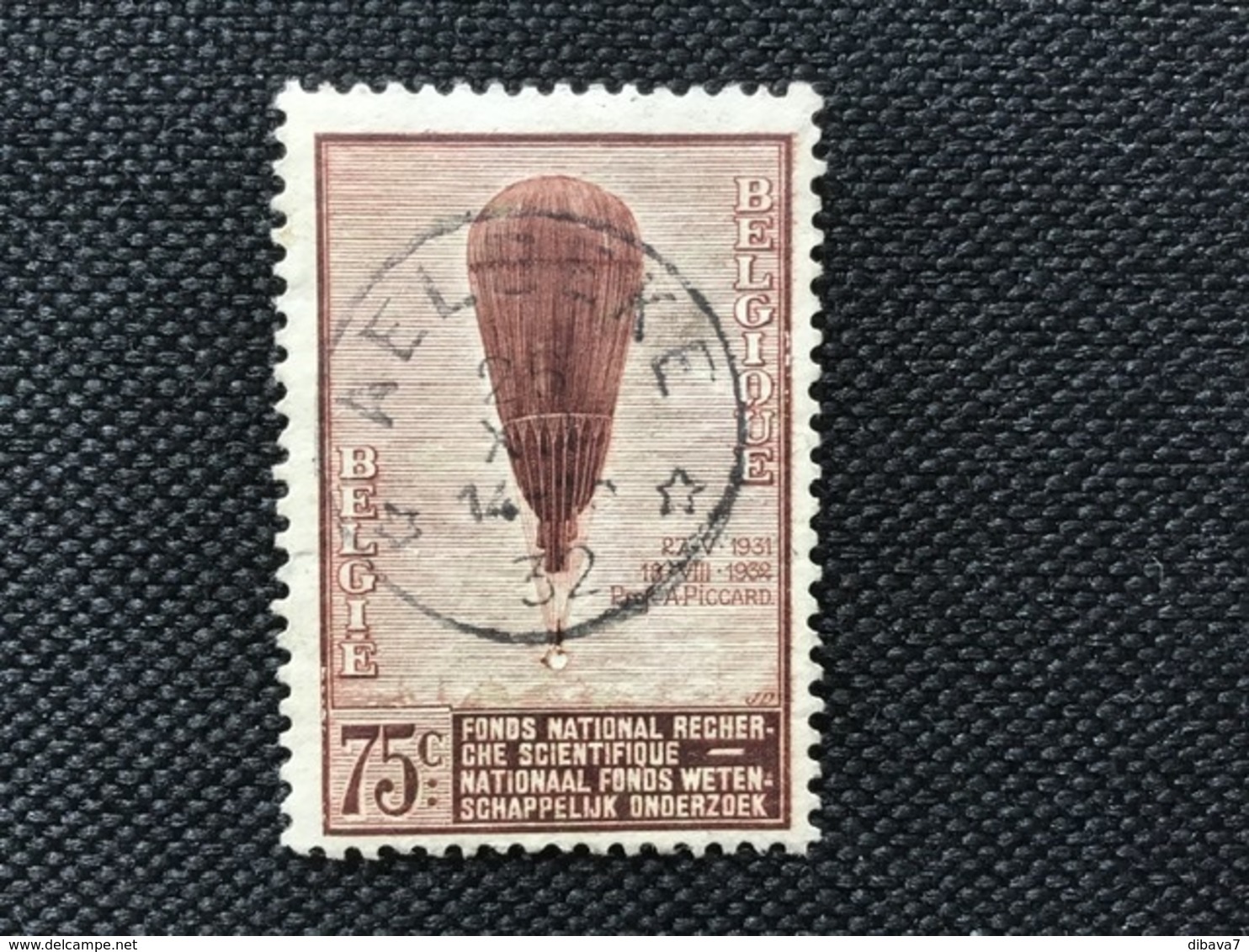 1932. OBP 353 . Used .Series ( Balloon Piccard ) Little Stamp AELBEKE 1932. - Gebruikt
