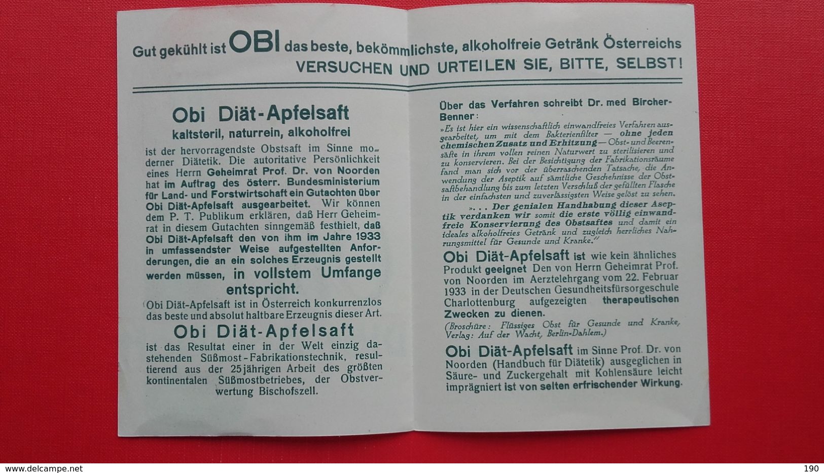 Obi Diat-Apfelsaft.Rudolf Herzer&Co.Wien XIX - Matasellos Generales