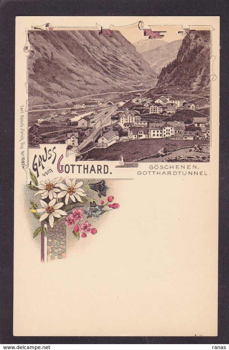 CPA Suisse Helvétia Schweiz Svizzera Non Circulé Litho Gruss Canton Du Tessin Saint Gotthard Tunnel - Sonstige & Ohne Zuordnung