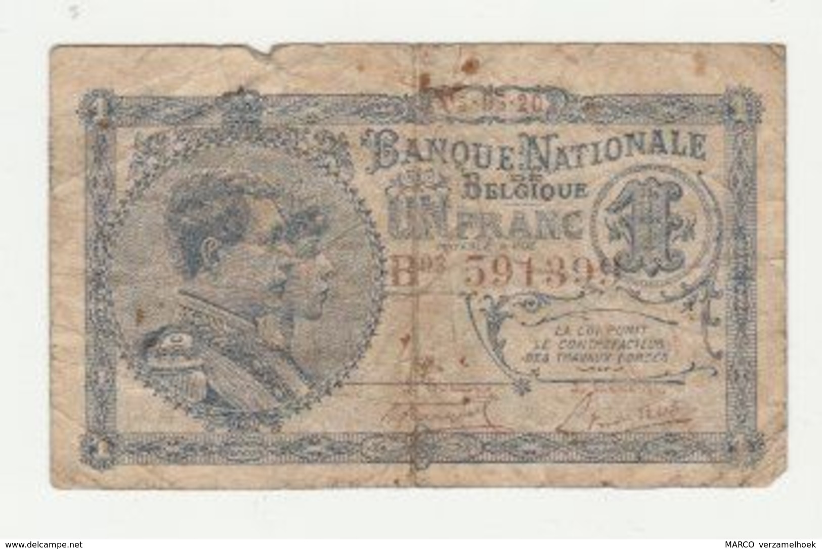 Used Banknote Belgie-belgique 1 Frank 1919 - Sonstige & Ohne Zuordnung