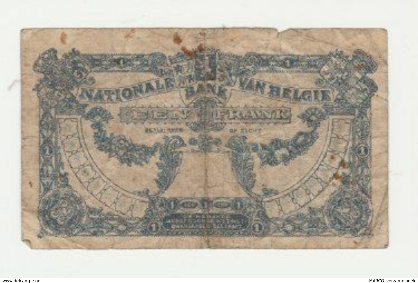 Used Banknote Belgie-belgique 1 Frank 1919 - Sonstige & Ohne Zuordnung