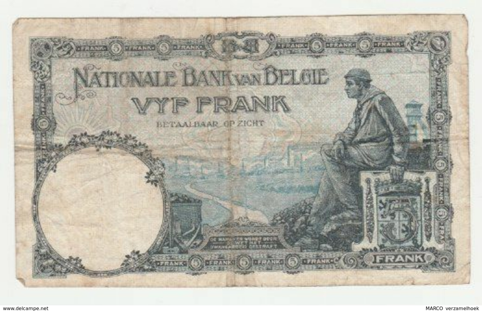 Used Banknote Belgie-belgique 5 Frank 1922 - 5 Franchi