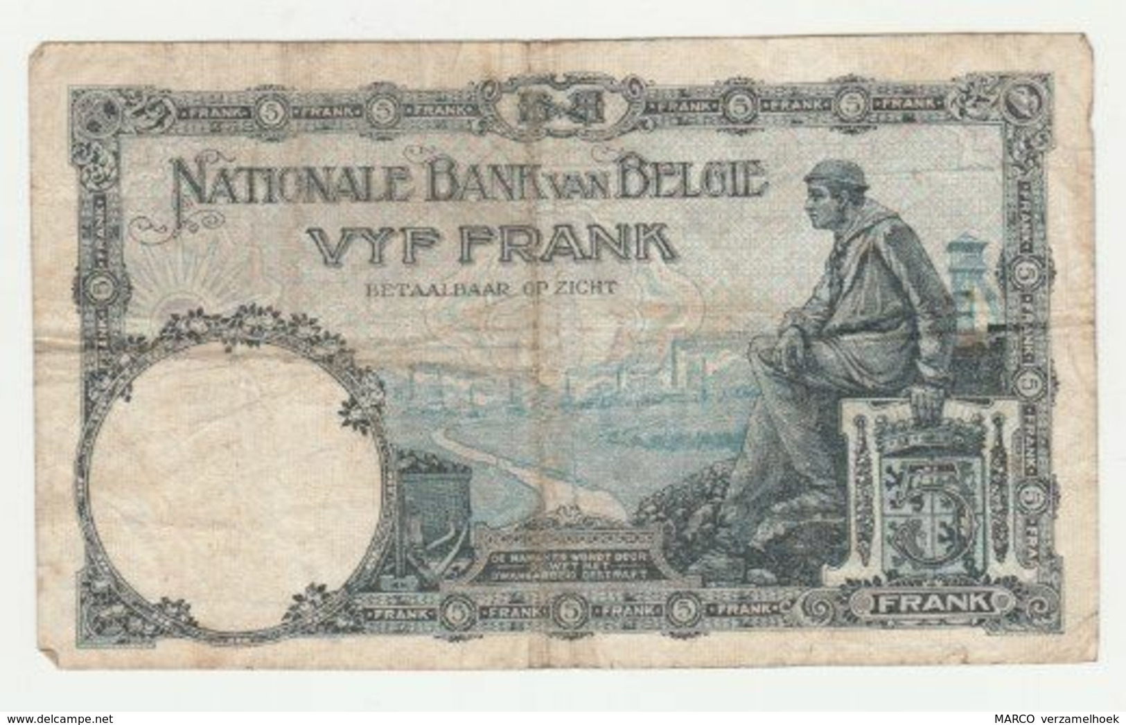 Used Banknote Belgie-belgique 5 Frank 1922 - 5 Francos