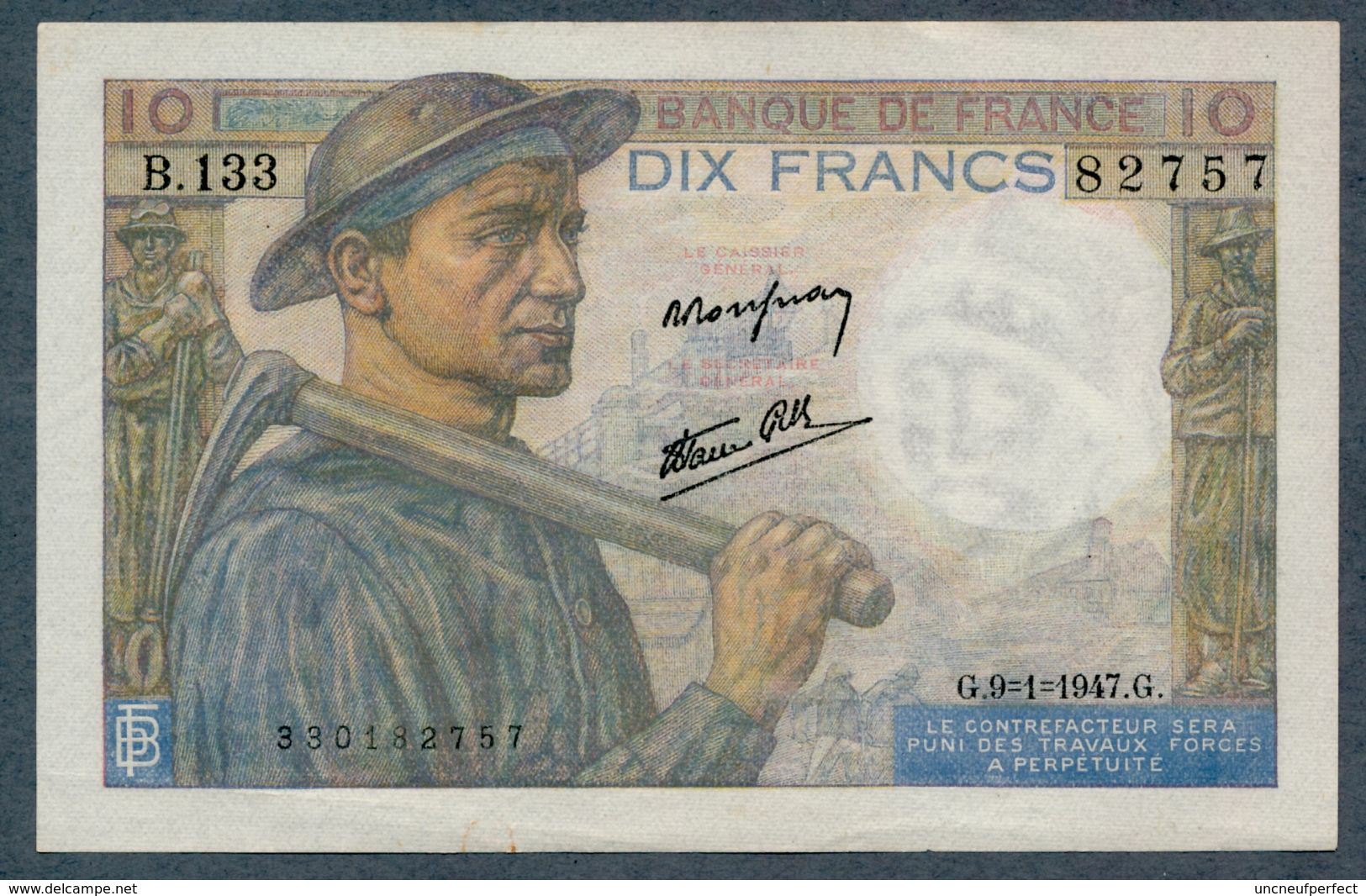 10 Francs 9=1=1947   AUNC / SPL - 10 F 1941-1949 ''Mineur''