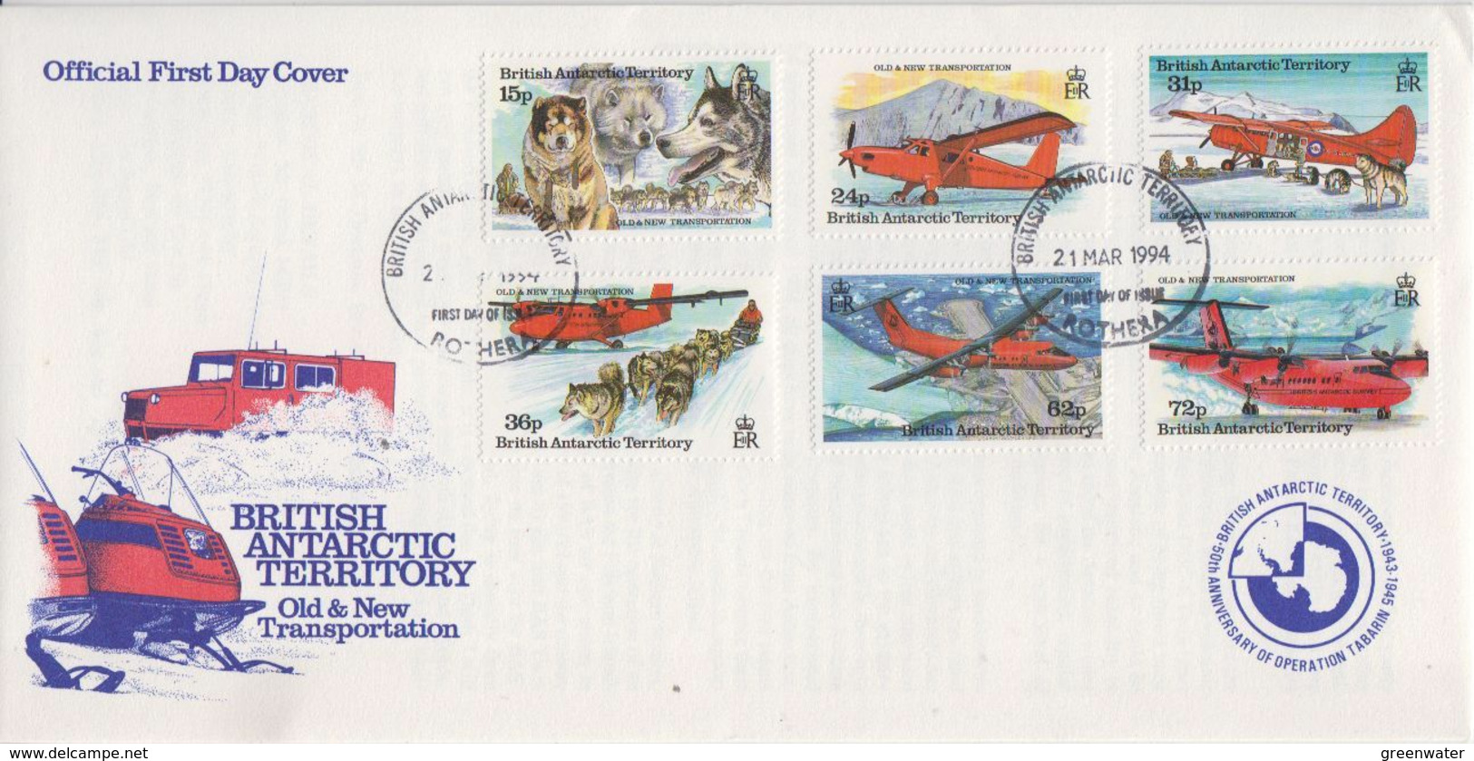 British Antarctic Territory (BAT) 1994 Old & New Transport 6v FDC (BA157) - FDC