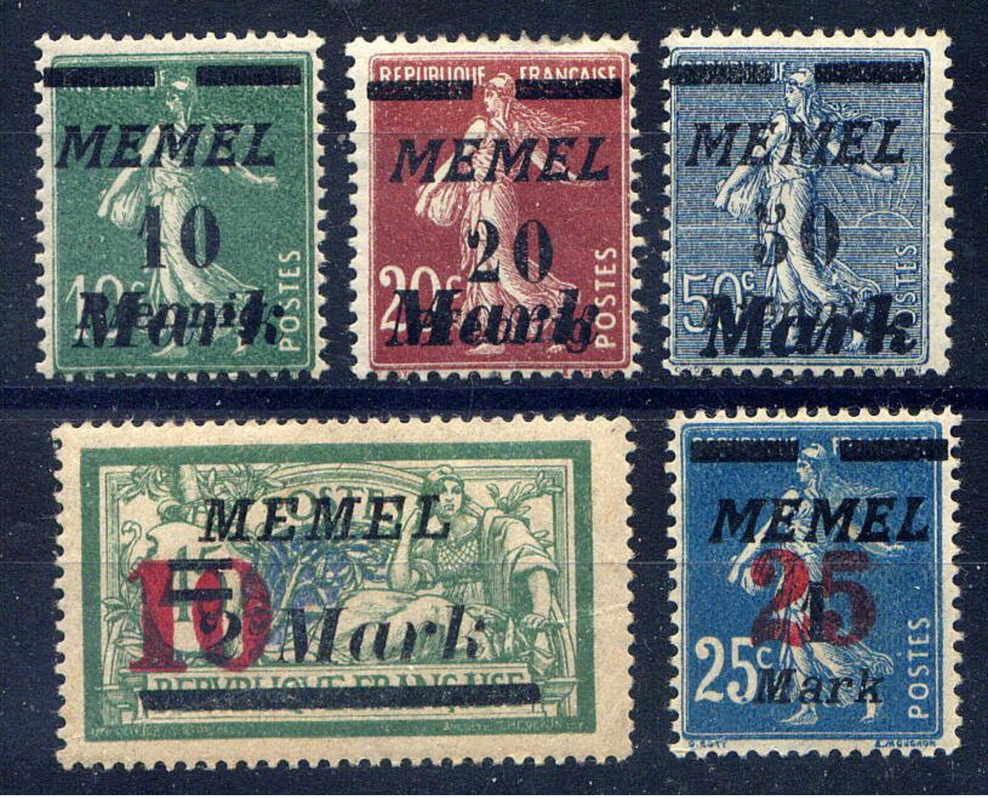 MEMEL  - 79/83* - TIMBRES DE FRANCE SURCHARGES - Nuovi