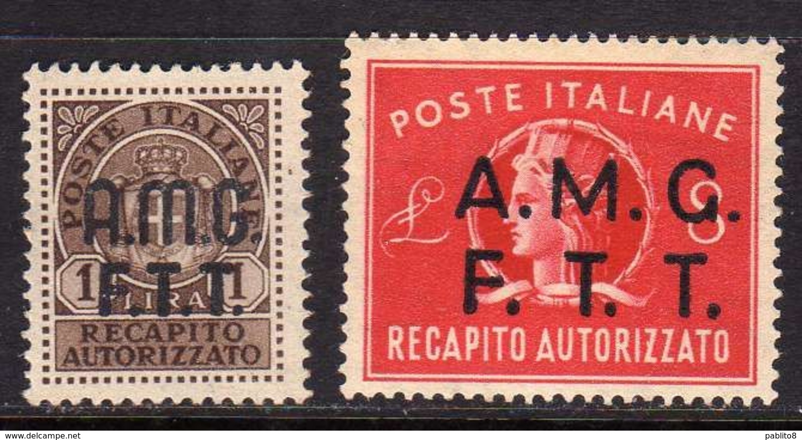 ITALY ITALIA TRIESTE A 1947 AMG-FTT OVERPRINTED RECAPITO AUTORIZZATO SERIE COMPLETA COMPLETE SET MNH BEN CENTRATA - Fiscaux