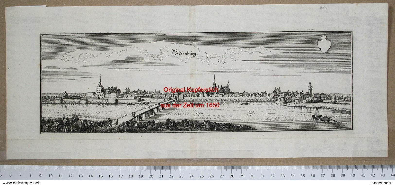 Nienburg / Weser - Original Kupferstich (Merian) ~ Um 1650 - Nienburg