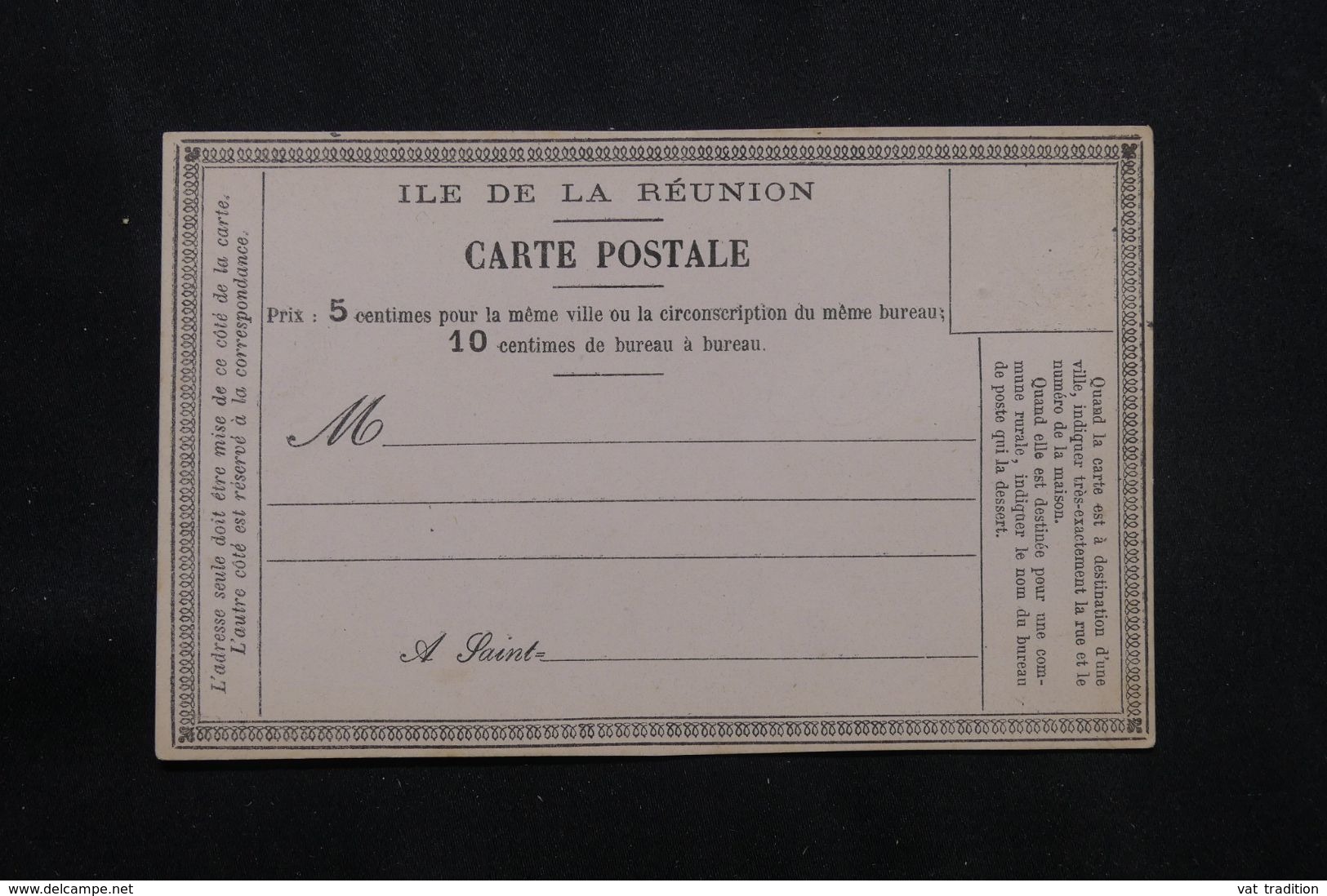 RÉUNION - Carte Précurseur Non Utilisé - L 65359 - Storia Postale