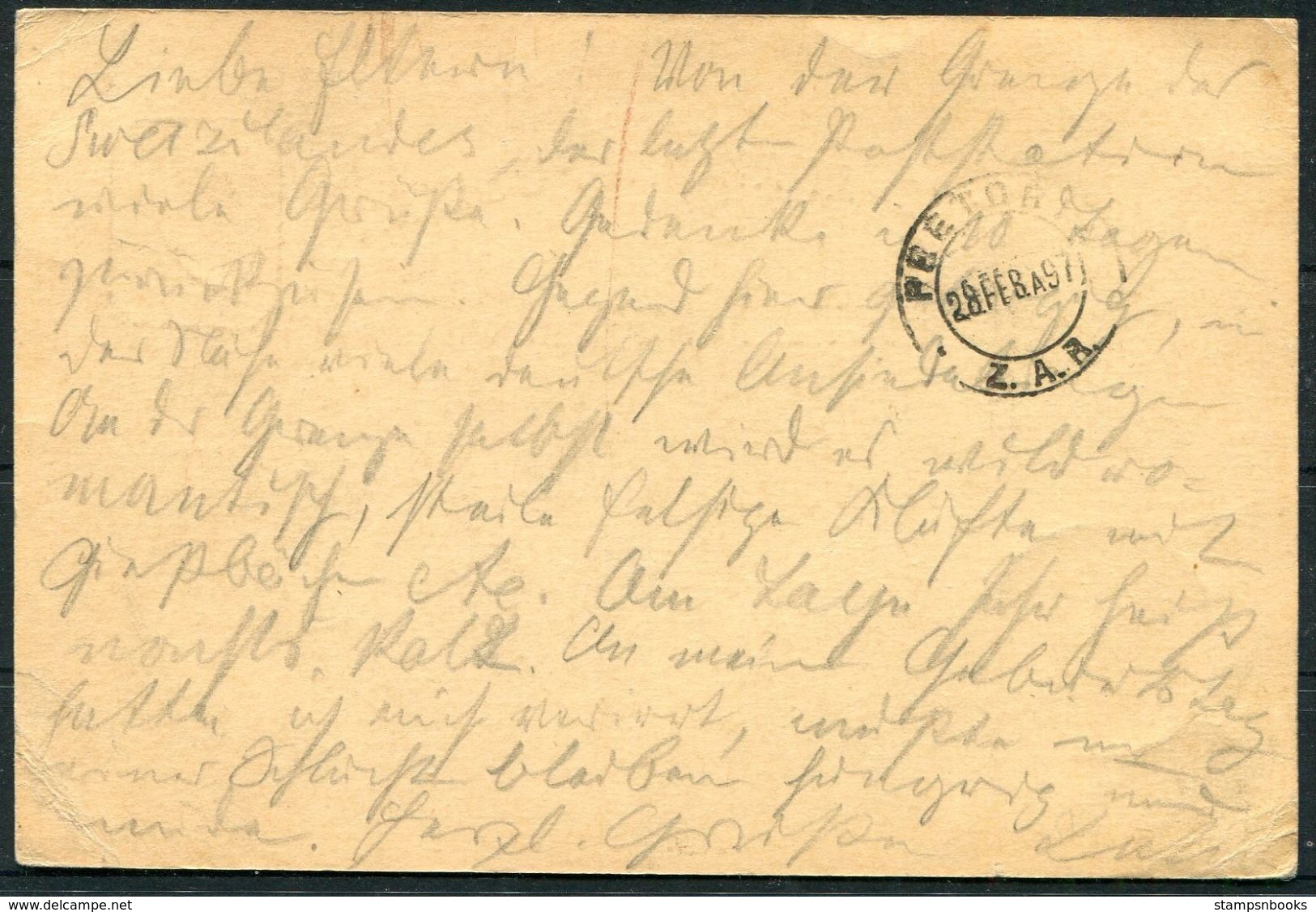 1897 South Africa Z.A.R. Stationery Postcard - Frottstadt Germany - Nouvelle République (1886-1887)
