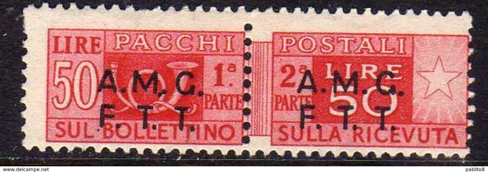 TRIESTE A 1947 -1948 AMG-FTT OVERPRINTED PACCHI POSTALI PARCEL POST LIRE 50 MNH VARIETY VARIETÀ - Postal And Consigned Parcels