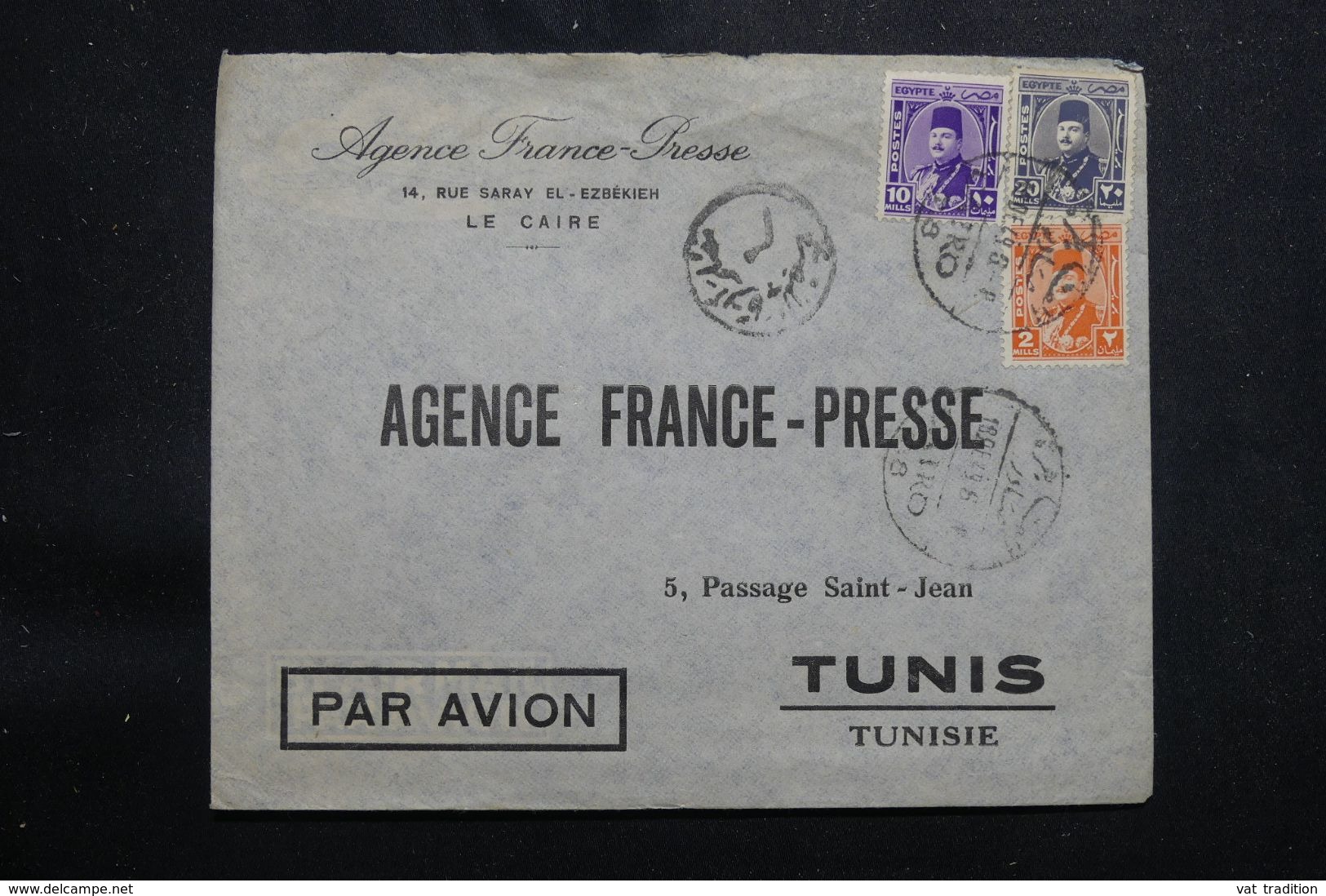 EGYPTE - Enveloppe Commerciale Du Caire Pour La Tunisie En 1949 Avec Cachet De Contrôle - L 65414 - Cartas & Documentos