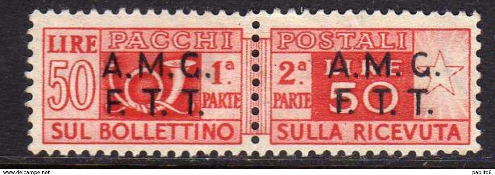 TRIESTE A 1947 -1948 AMG-FTT OVERPRINTED PACCHI POSTALI PARCEL POST LIRE 50 MNH - Paketmarken/Konzessionen