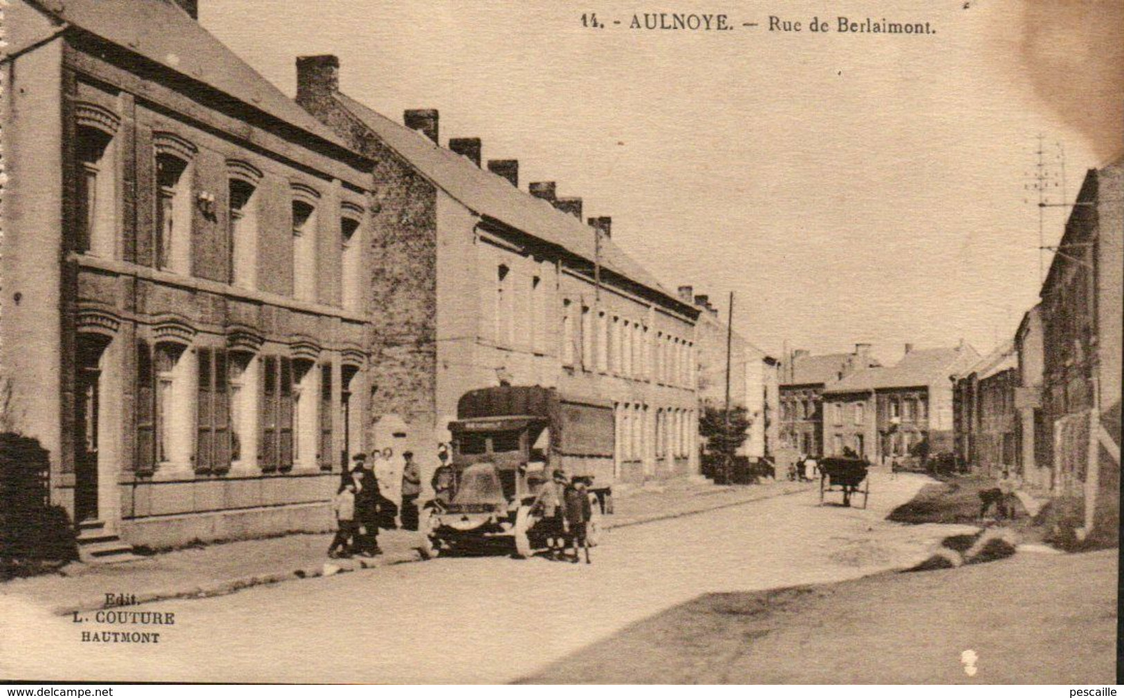 59 NORD - CP ANIMEE AULNOYE - RUE DE BERLAIMONT - EDIT. L. COUTURE HAUTMONT N° 14 - Aulnoye