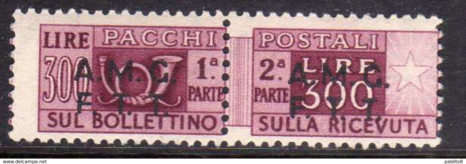 TRIESTE A 1947 1948 AMG-FTT SOPRASTAMPATO D'ITALIA ITALY OVERPRINTED PACCHI POSTALI PARCEL POST LIRE 300 MNH - Postal And Consigned Parcels