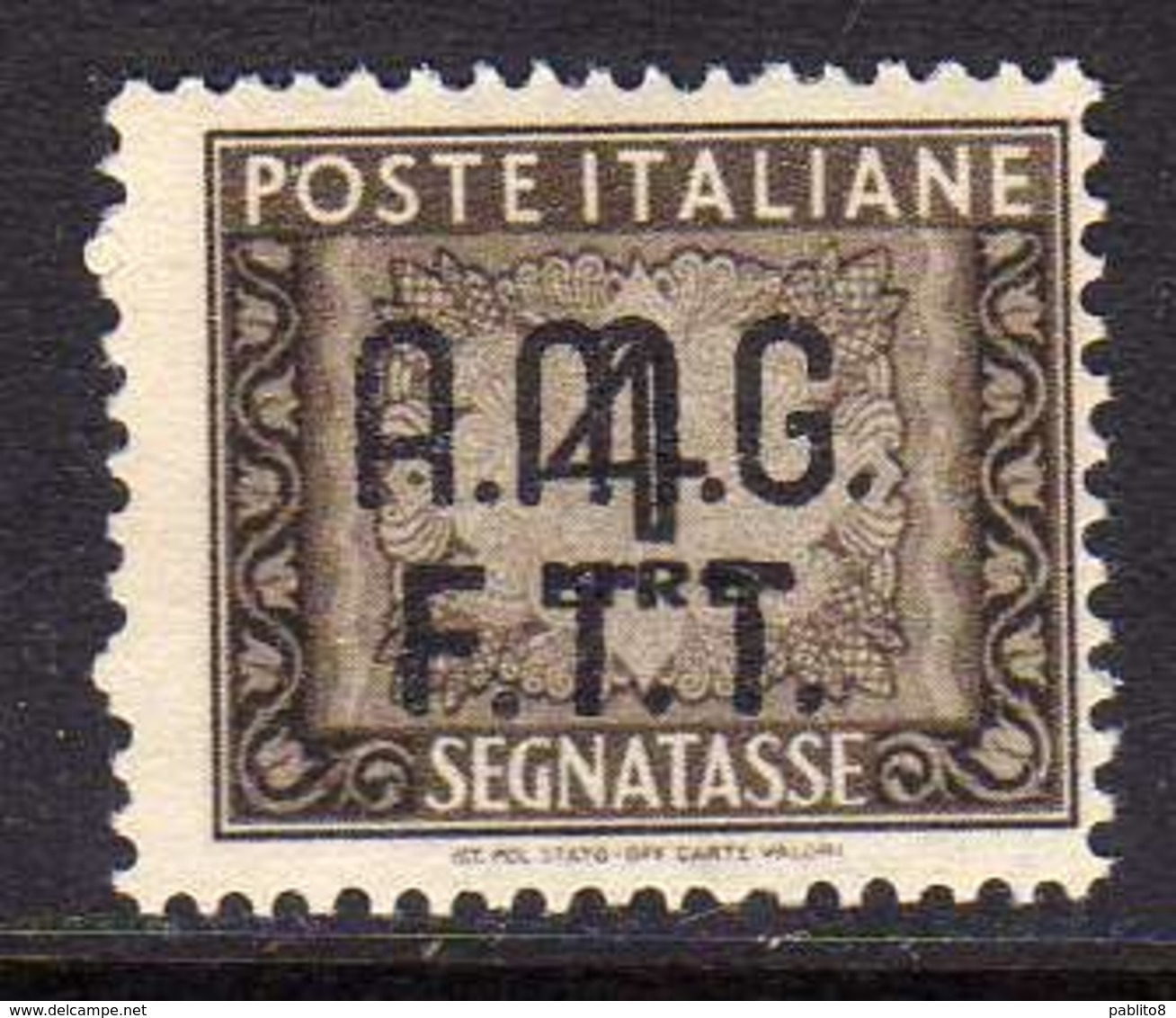TRIESTE A 1947 - 1949 AMG-FTT OVERPRINTED SEGNATASSE POSTAGE DUE TAXE TASSE LIRE 4 MNH - Taxe