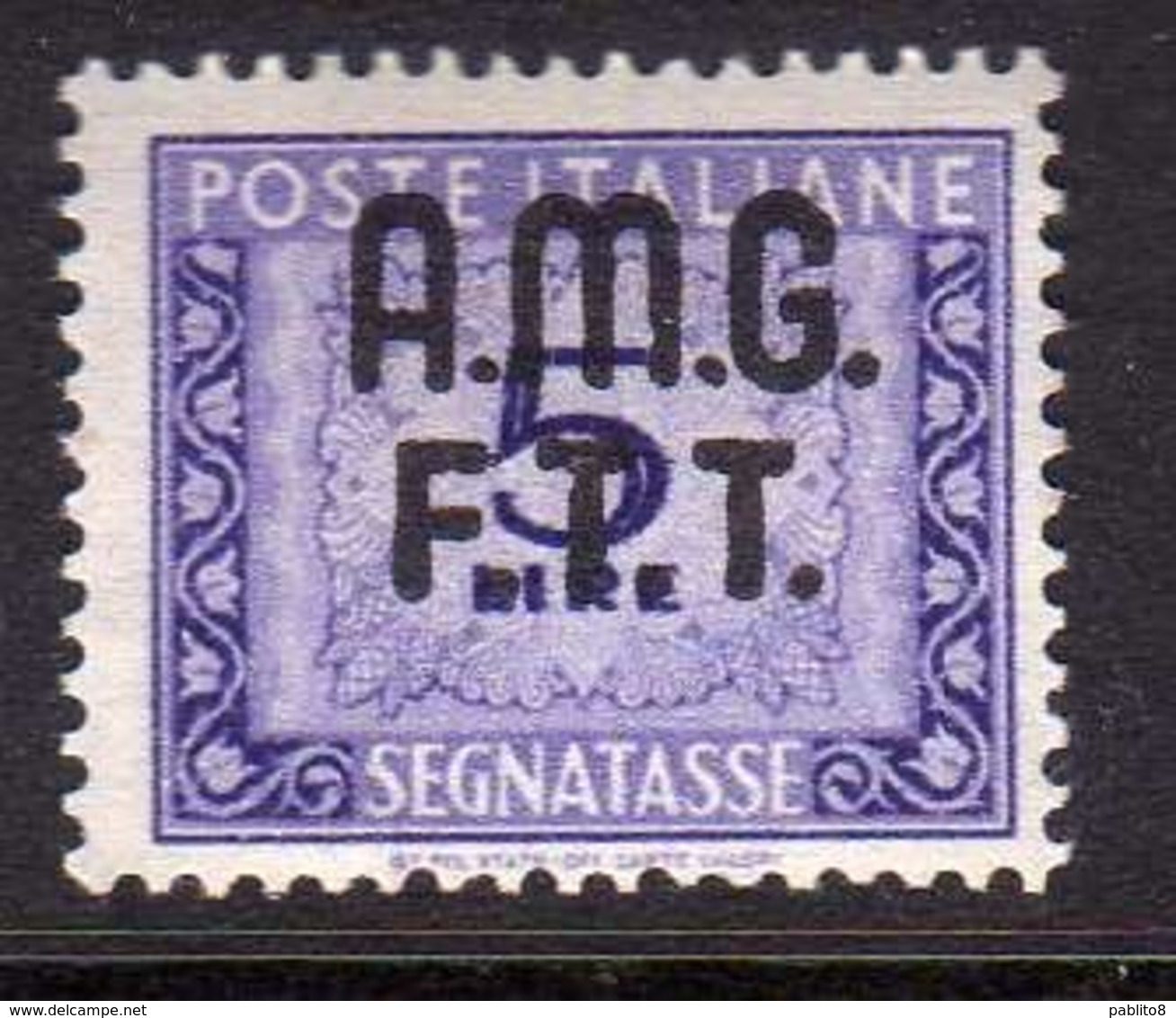 TRIESTE A 1947 - 1949 AMG-FTT SOPRASTAMPATO D'ITALIA OVERPRINTED SEGNATASSE POSTAGE DUE TASSE TAXE LIRE 5 MNH - Portomarken