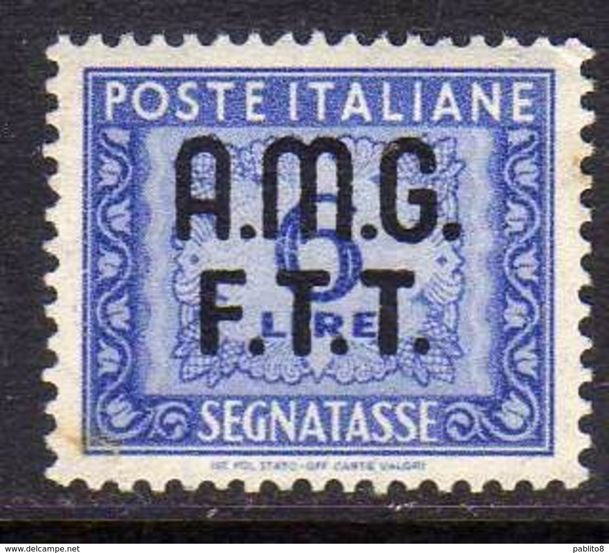 TRIESTE A 1947 - 1949 AMG-FTT OVERPRINTED SEGNATASSE POSTAGE DUE TASSE TAXES LIRE 6 MNH BEN CENTRATO - Taxe