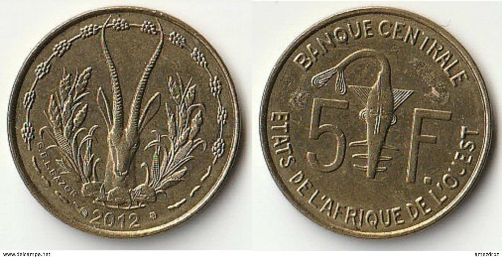 Pièce De 5 Francs CFA XOF 2012 Origine Côte D'Ivoire Afrique De L'Ouest (v) - Costa D'Avorio