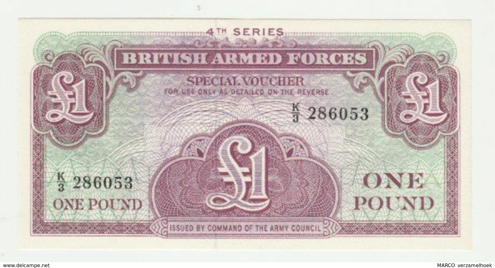 Banknote British Armed Forces 1 Pound 4th Series 1962 UNC - British Armed Forces & Special Vouchers