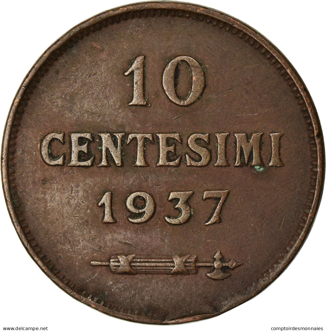 Monnaie, San Marino, 10 Centesimi, 1937, Rome, TTB, Bronze, KM:13 - San Marino