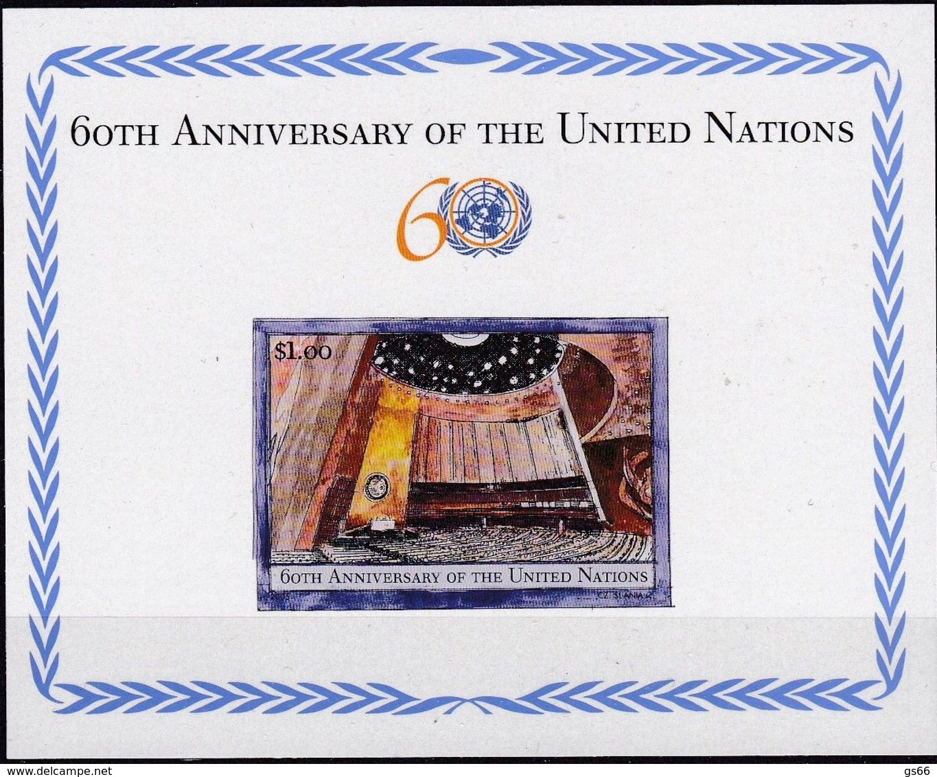 UNO-New York, 2005, 972 Block 25,  MNH **, 60 Jahre Vereinte Nationen (UNO). - Ungebraucht