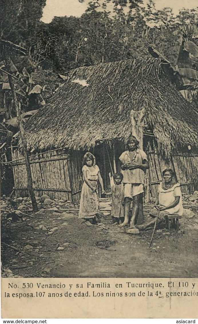 Venancio Y Su Familia En Tucurrique 110 Anos Esposa 107 .  Used 1916 To Cornut Chagny . Indios . Tribe - Costa Rica