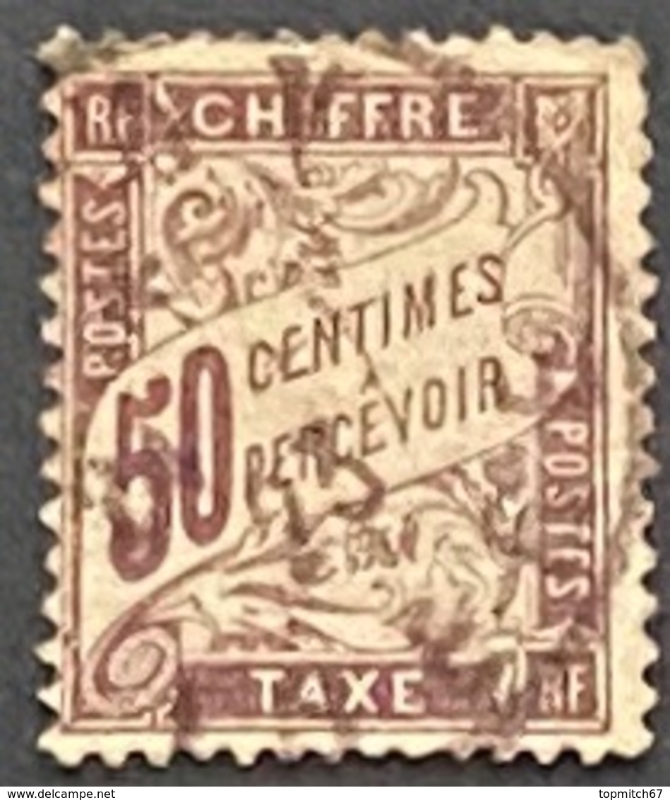 FRAYX037Ua - Timbres Taxe Type Duval Papier G.C. 50 C Used Stamp 1916-1920 - France YT YX 037a - Stamps