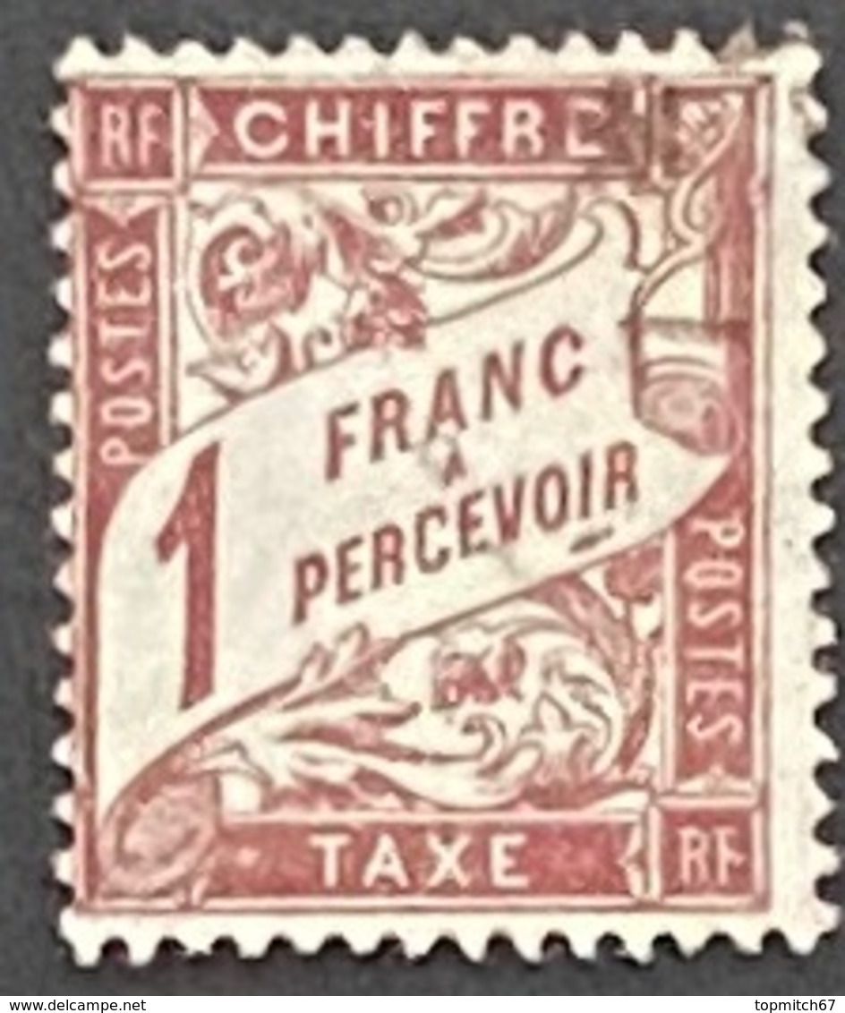 FRAYX040UA - Timbres Taxe Type Duval Papier 1 F Used Stamp 1893 - France YT YX 040A - Marche Da Bollo