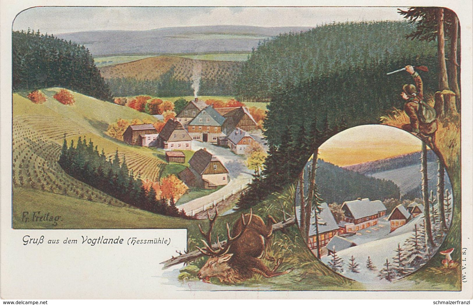 Litho AK Gruß Hessmühle Vogtland A Morgenröthe Rautenkranz Tannenbergsthal Muldenhammer Carlsfeld Gottesberg Klingenthal - Klingenthal