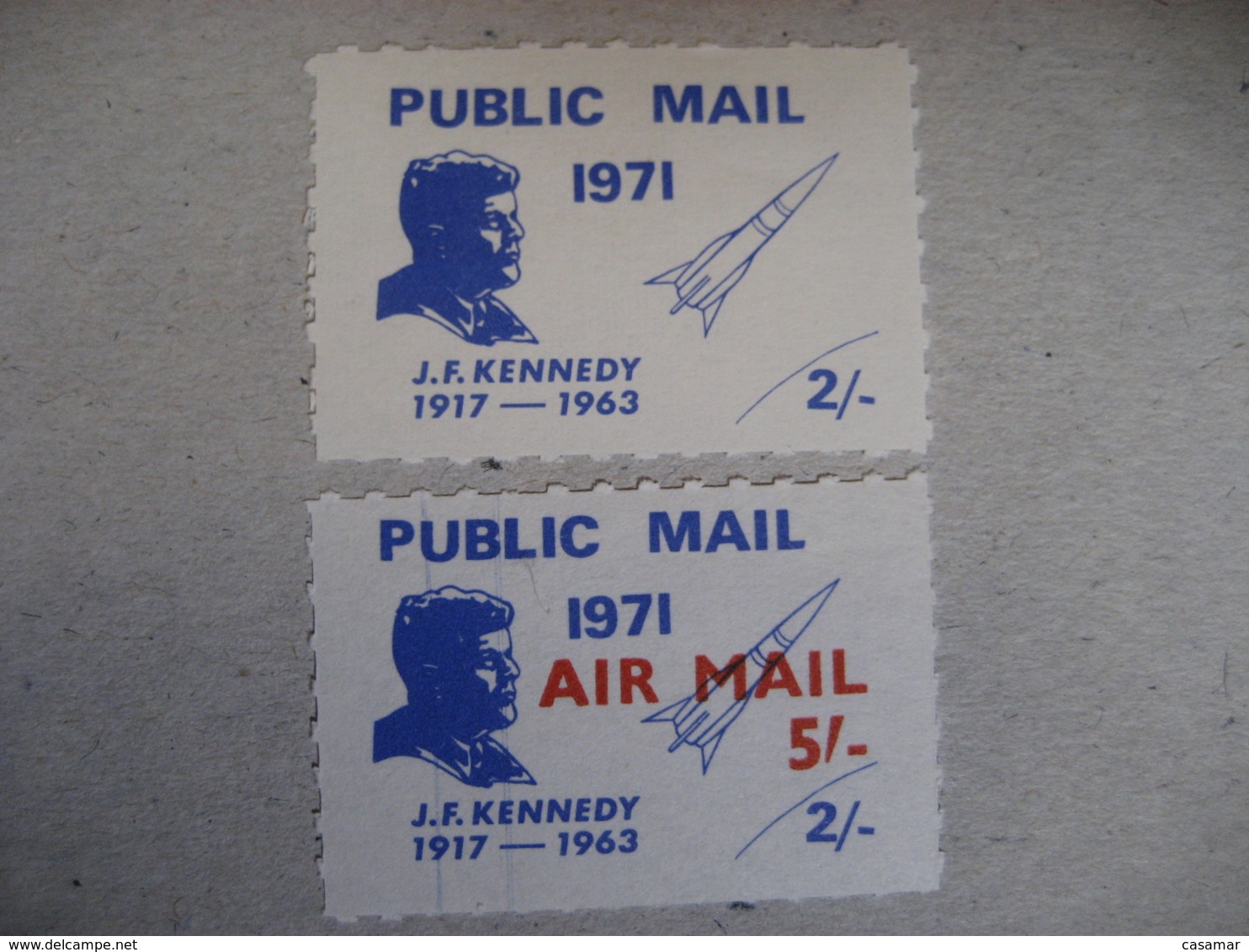 J.F. KENNEDY 1971 Public + Air Mail Rocket 2 LOCAL Stamp UK GB - Local Issues