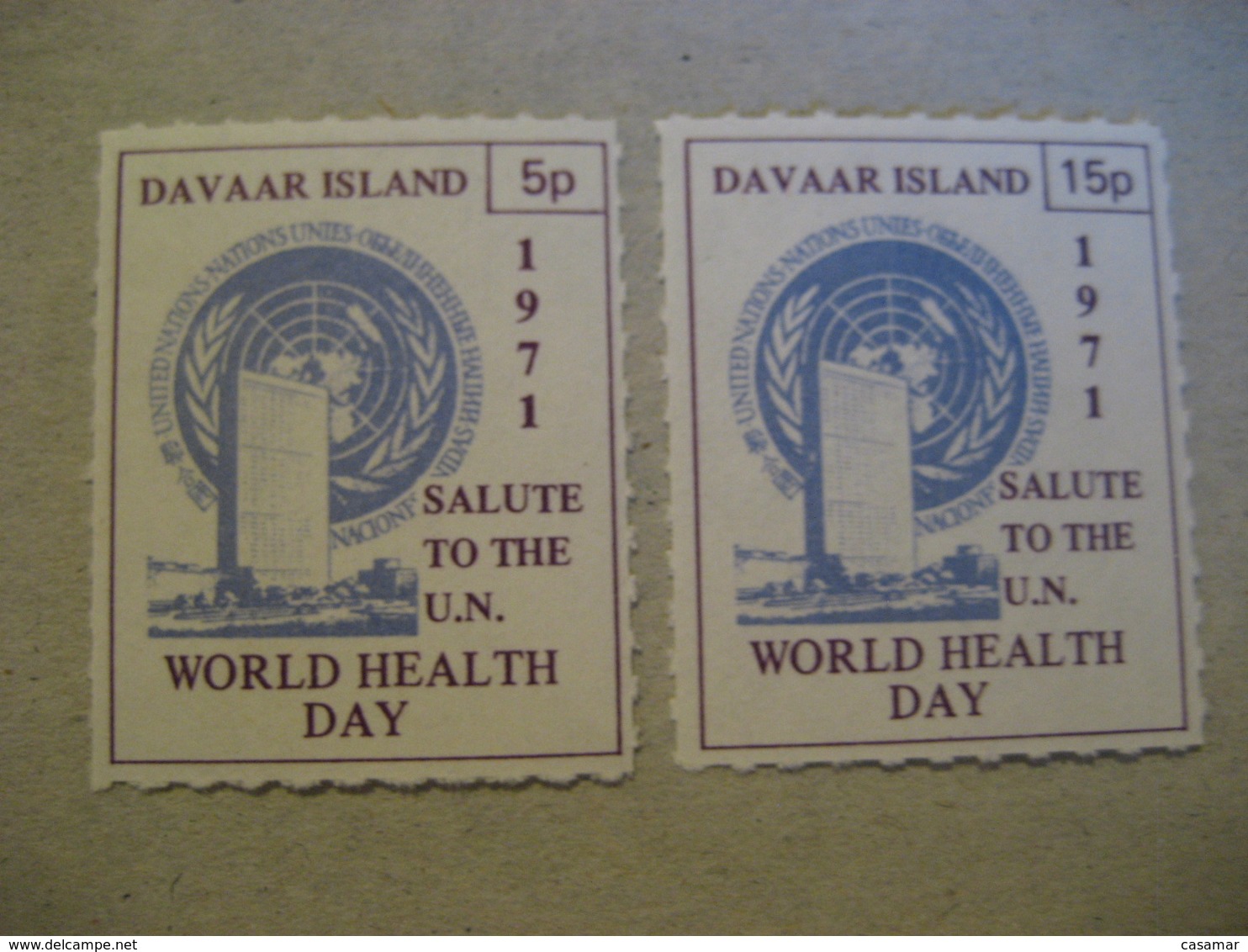 DAVAAR Island 1971 U.N. United Nations USA 2 LOCAL Stamp UK GB - Local Issues