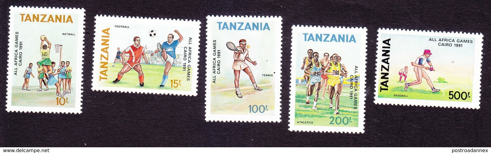 Tanzania, Scott #749-753, Mint Hinged, All Africa Games, Issued 1991 - Tanzanie (1964-...)