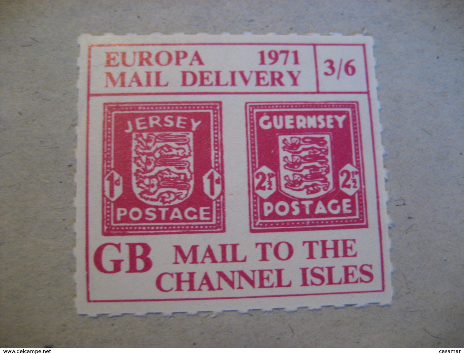 CHANNEL ISLES 1971 Europa Mail Delivery Jersey Guernsey 3/6 LOCAL Stamp On Stamp Europeism UK GB - Local Issues