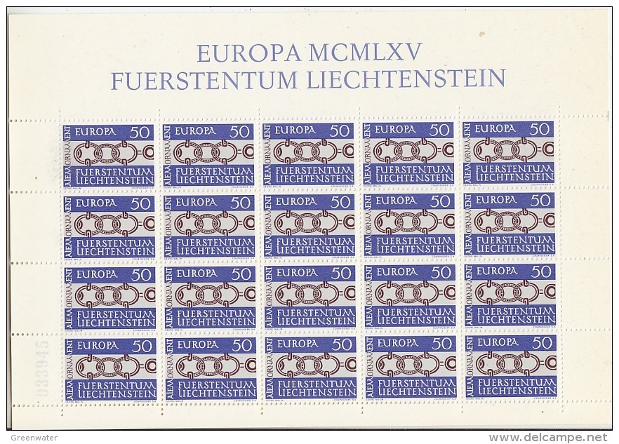 Europa Cept 1965 Liechtenstein 1v Sheetlet ** Mnh (F8362) Promo - 1965