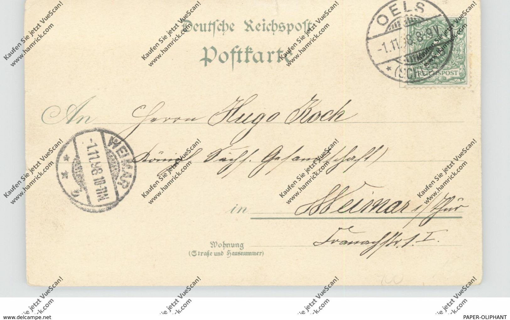 NIEDER-SCHLESIEN - OELS / OLESNICA, Lithographie 1898, Hotel Goldener Adler, Gasthaus Lachmann, Post, Landgericht... - Neumark