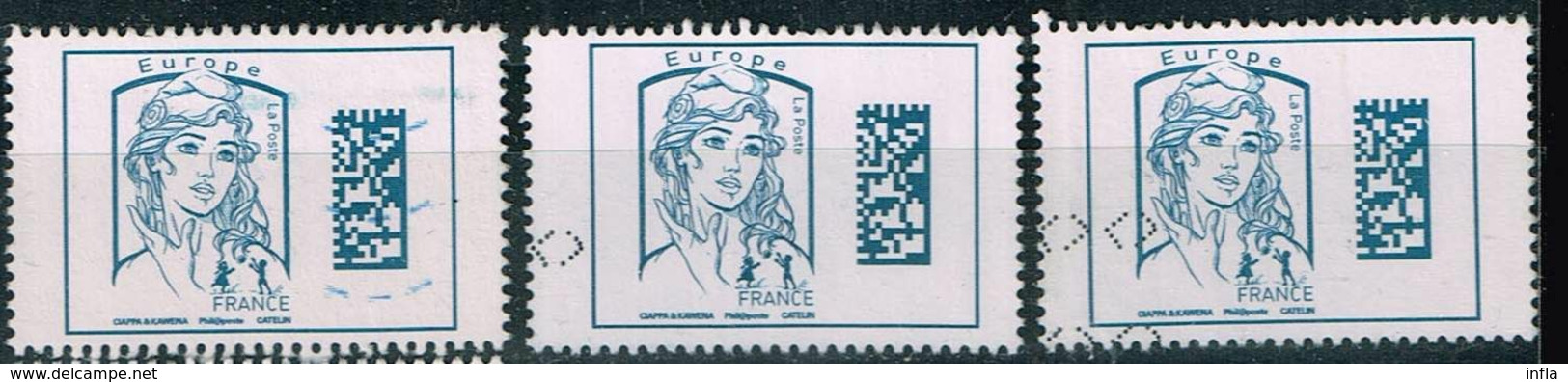 Frankreich 2015,Michel# 6256, Yt# 4975 O Marianne Ciappa Kawena Datamatrix Europe - 2013-2018 Marianne Of Ciappa-Kawena