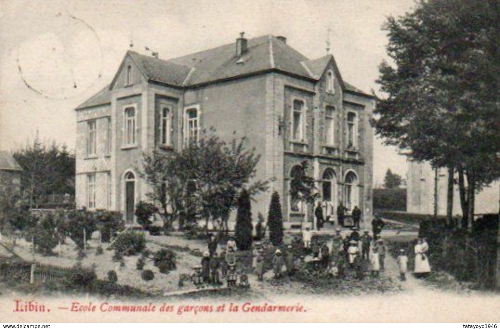 Libin  Ecole Communale Des Garçons Et La Gendarmerie Animée Circulé En 1909* - Libin