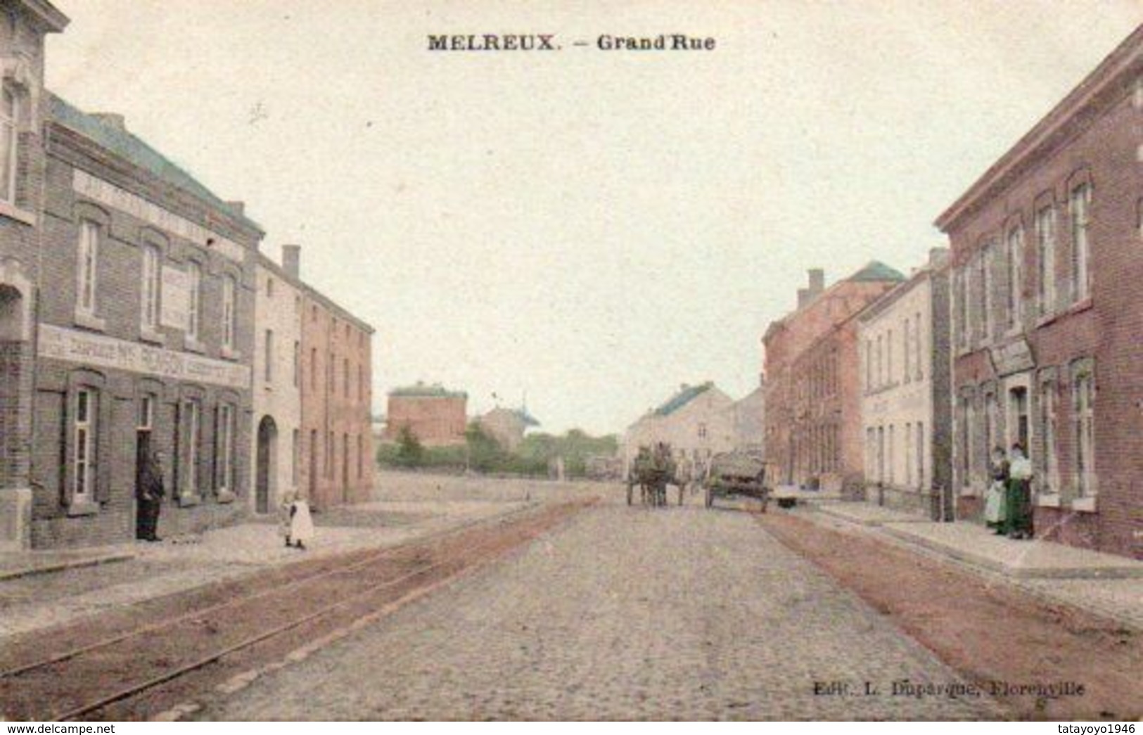 Melreux Grand'rue Carte Colorisée Rails Du Tram Animée Circulé En 1910 - Hotton